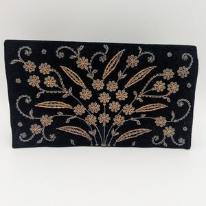 Vintage Beaded Clucth The Ivory Place Artisan Handcrafted Zari Black Evening